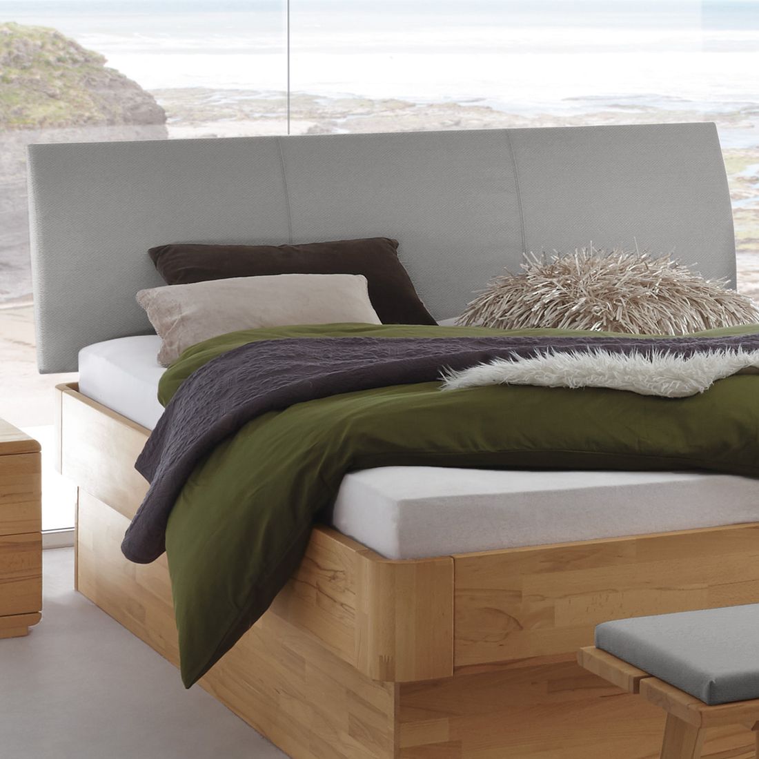 Bett Ballina Komfort Kernbuche Massivholz mit Bettkasten