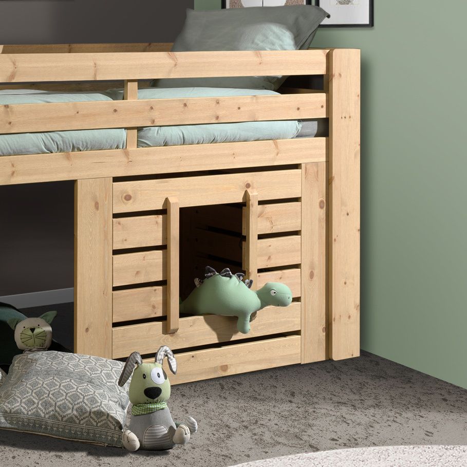 Hütten-Mini-Hochbett Vinny Kiefer Massivholz 90x200cm