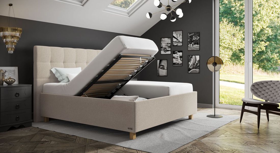 SCHLARAFFIA Polsterbett Medea Komfort Microvelours/Webstoff mit Bettkasten und Lattenrost