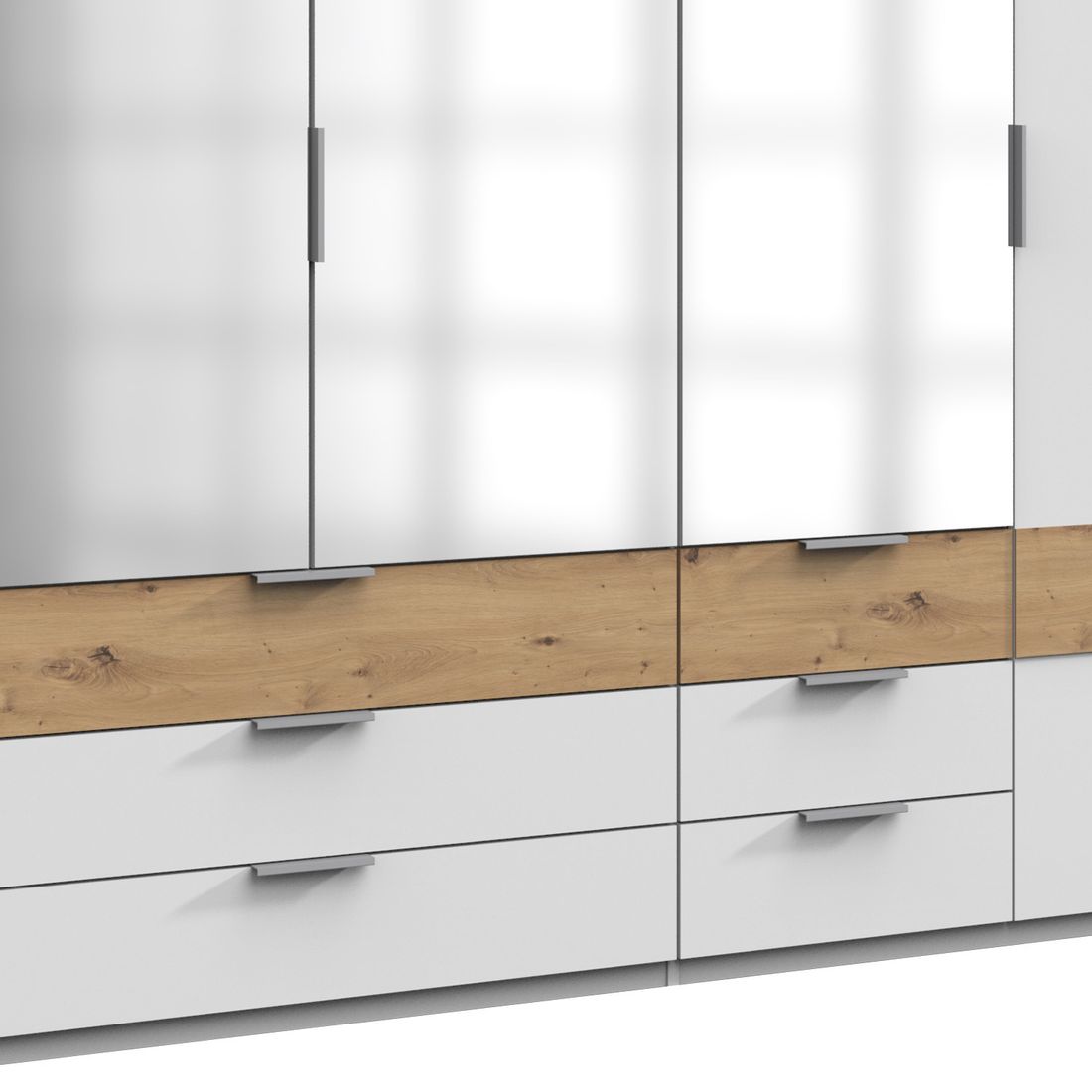 Drehtürenschrank Eluan mit Spiegel und Schubladen H 208cm