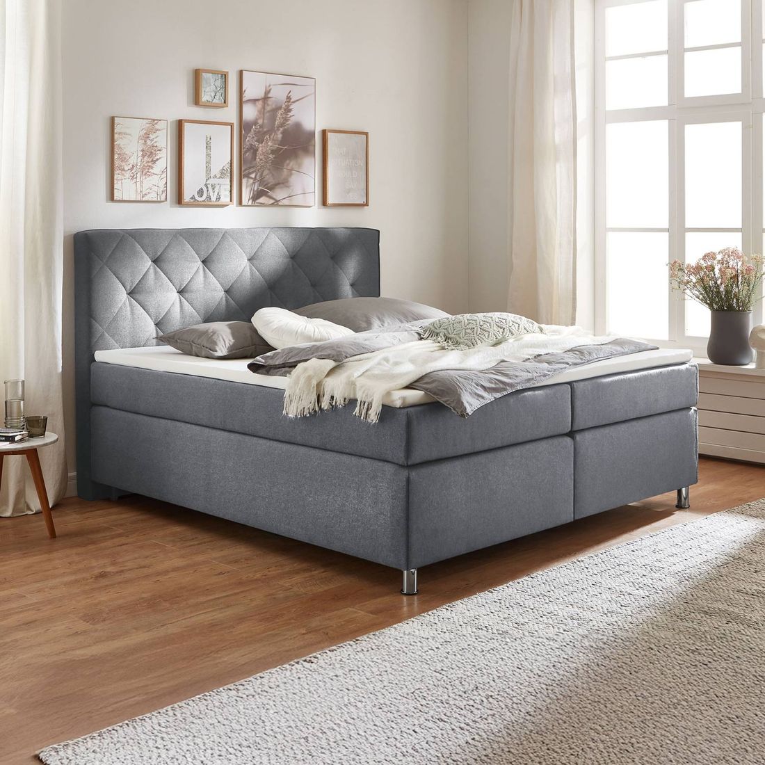 HOMELIV. Boxspringbett Cordelia Webstoff