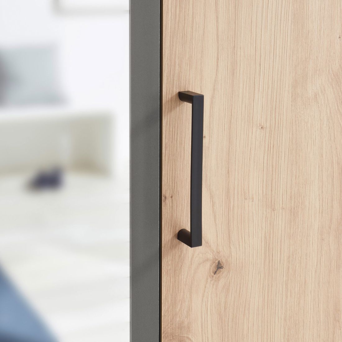 Drehtüren-Kleiderschrank Ponce mit Spiegel und Schubladen