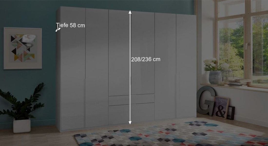 Drehtüren-Kleiderschrank Esperia mit Schubladen