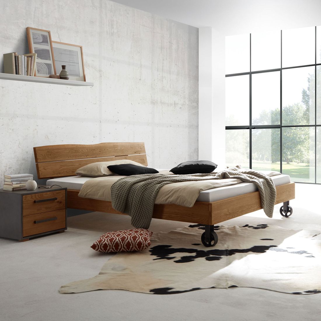 Bett Rivoche Wildeiche Massivholz