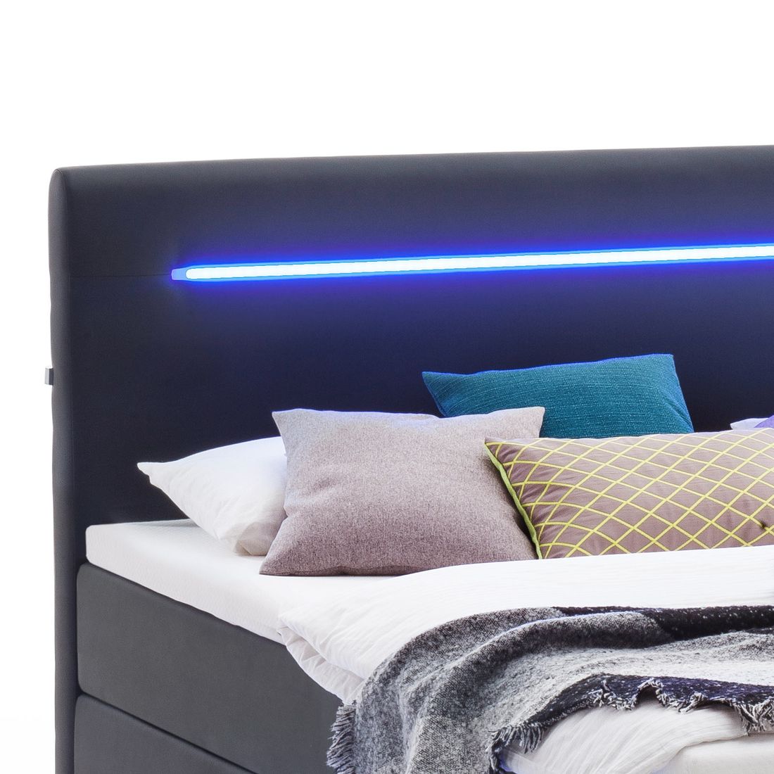 Boxspringbett Tollocan Kunstleder mit Beleuchtung und Bettkasten