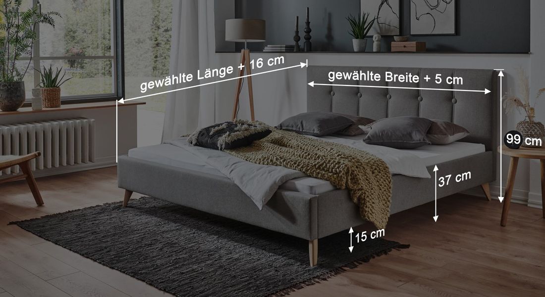 Polsterbett Maliana Velours/Webstoff