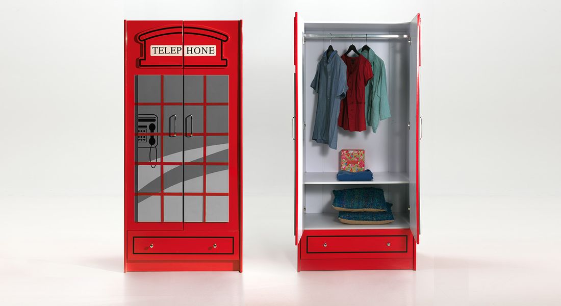 Drehtüren-Kleiderschrank Paddington mit Schubladen