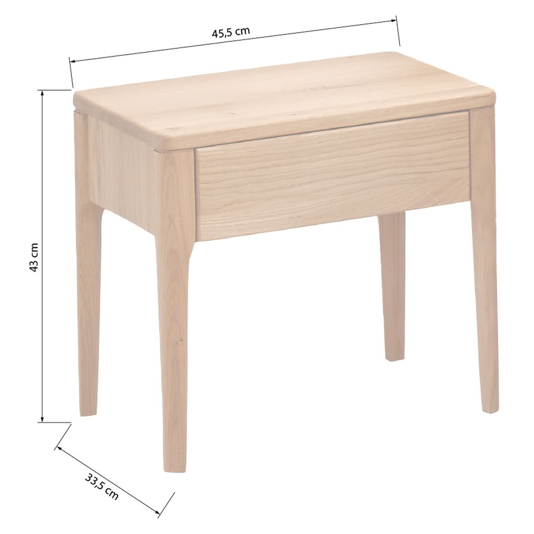 Nachttisch Sana Wildeiche Massivholz H 43cm metallfrei