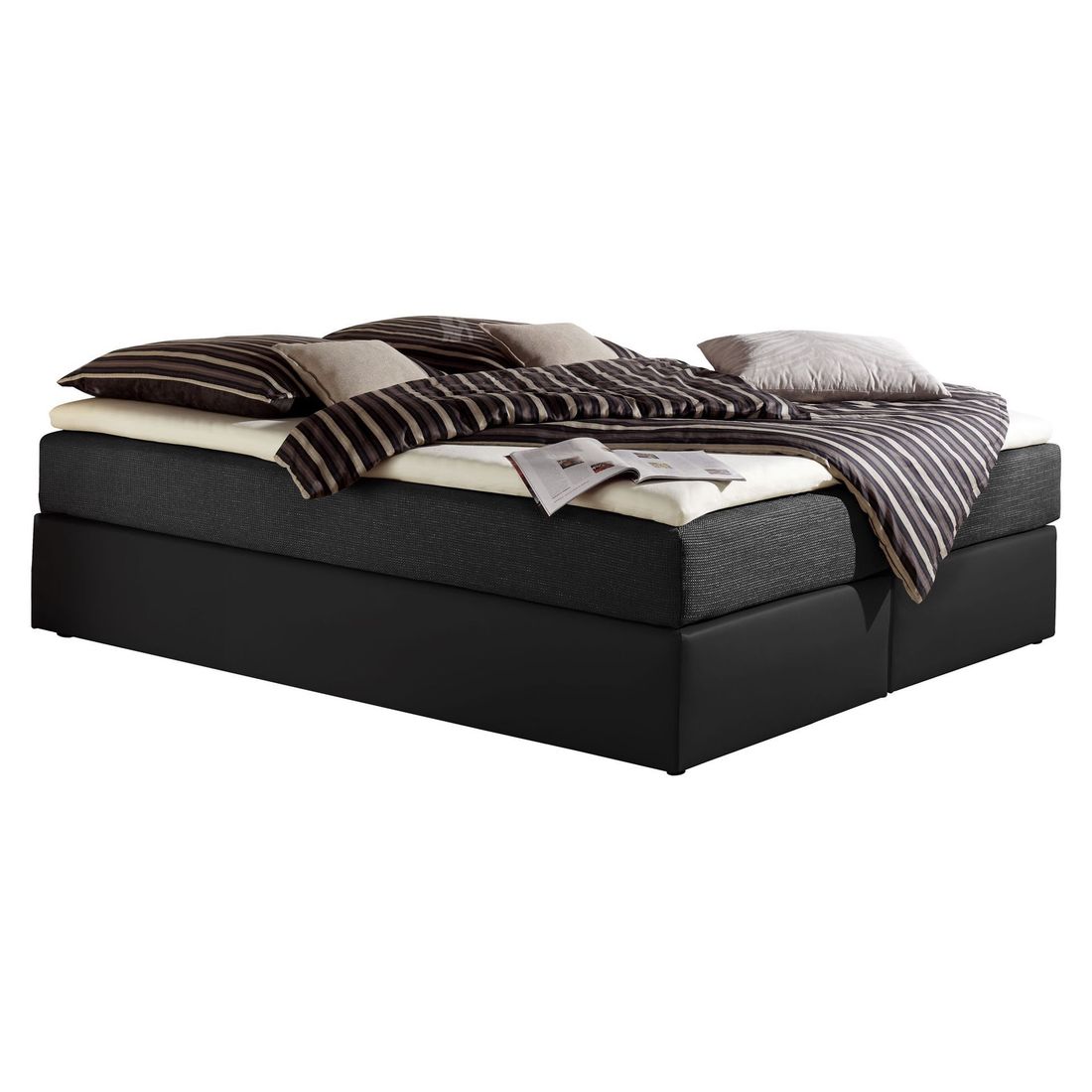 HOMELIV. Boxspringbett Sydney Kunstleder/Webstoff ohne Kopfteil