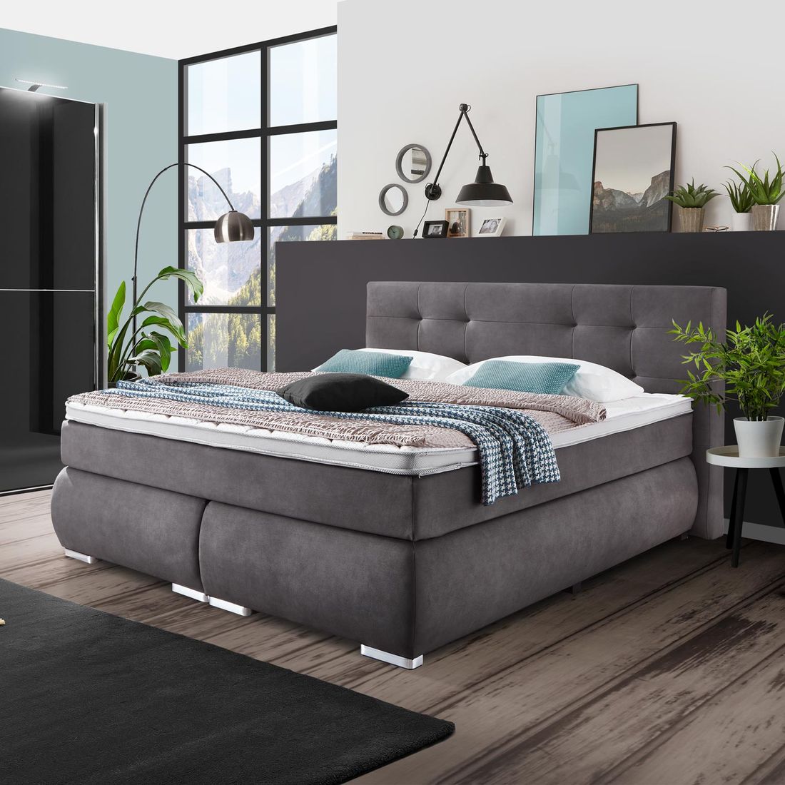 Boxspringbett Revelin Strukturstoff 180x200cm