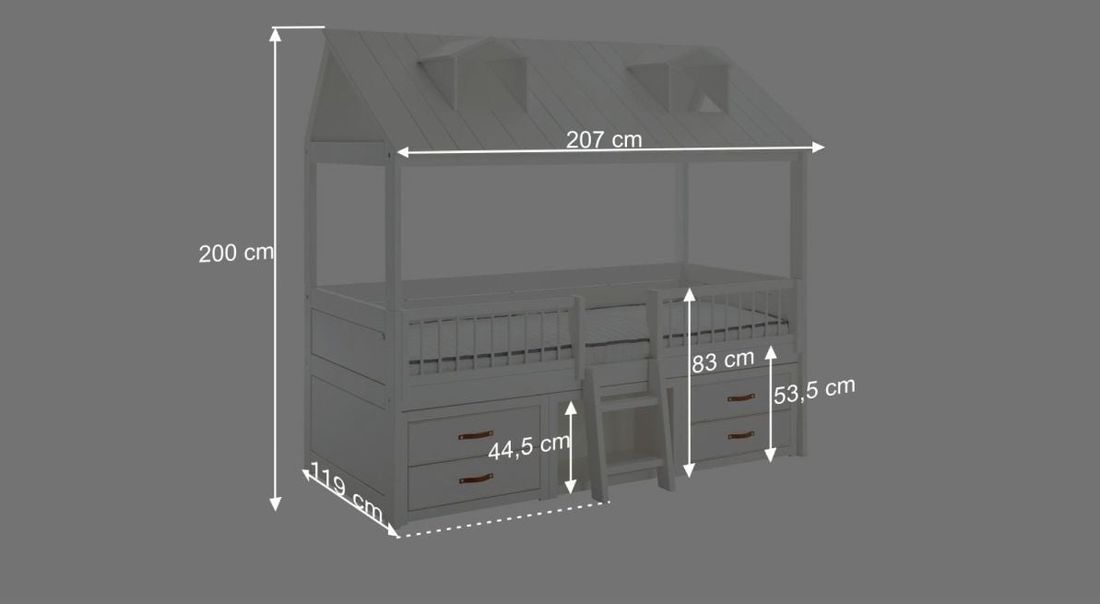 LIFETIME Hausbett Beachhouse Kiefer Massivholz mit Lattenrost