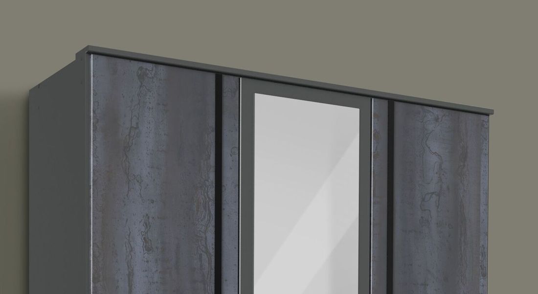 Drehtüren-Kleiderschrank Lupilo mit Spiegel und Schubladen