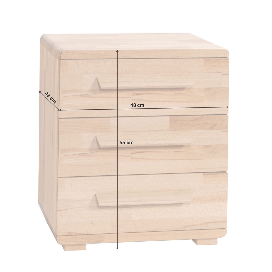 Nachttisch Barra Kernbuche Massivholz H 55cm