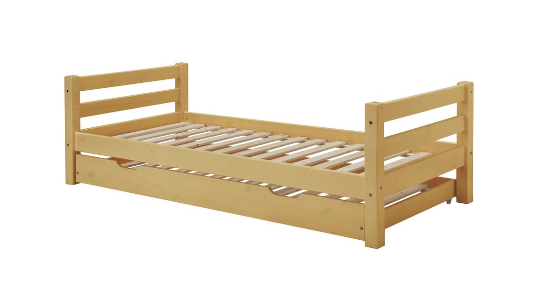 Ausziehbett Kids Paradise Kiefer Massivholz mit Lattenrost und Schubkasten
