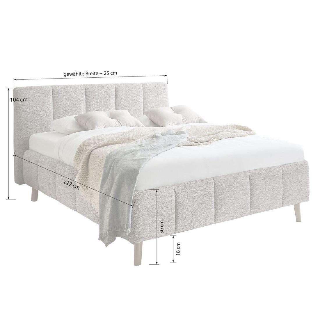 Polsterbett Mavio Komfort Bouclé
