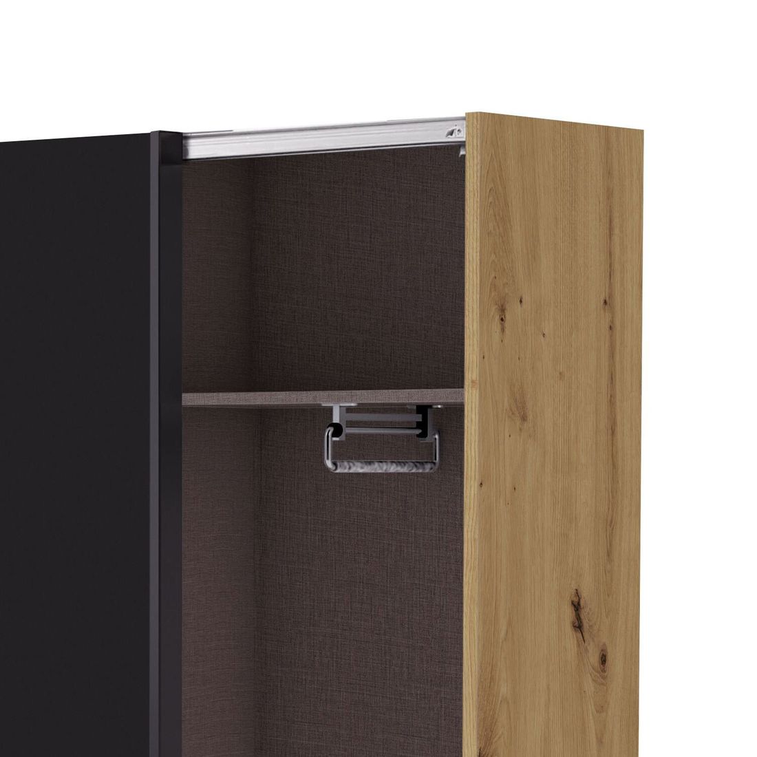 Schwebetüren-Kleiderschrank Nardo Eiche Dekor mit Innenausstattung 125x196cm
