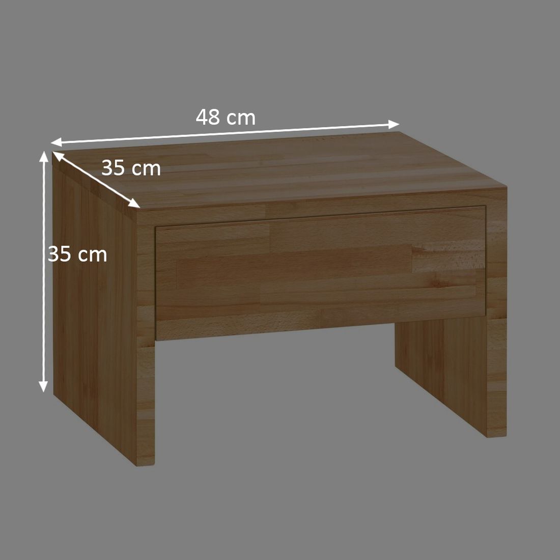 Nachttisch Louvera Kernbuche Massivholz H 35 cm