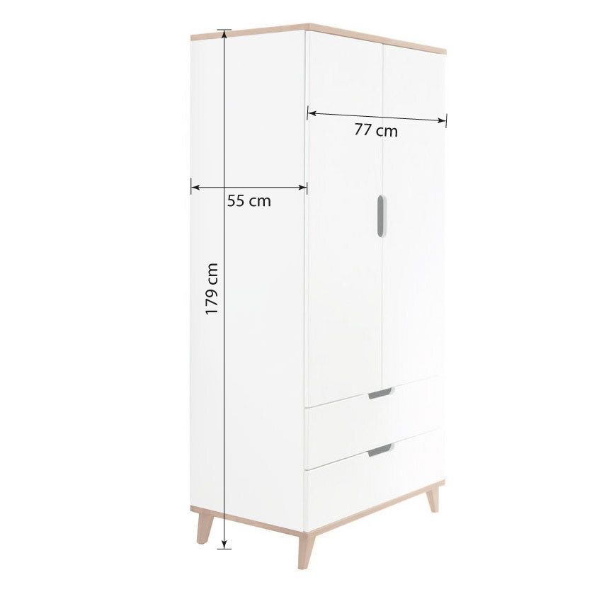 Drehtüren-Kleiderschrank Kids Nordic mit Schubladen