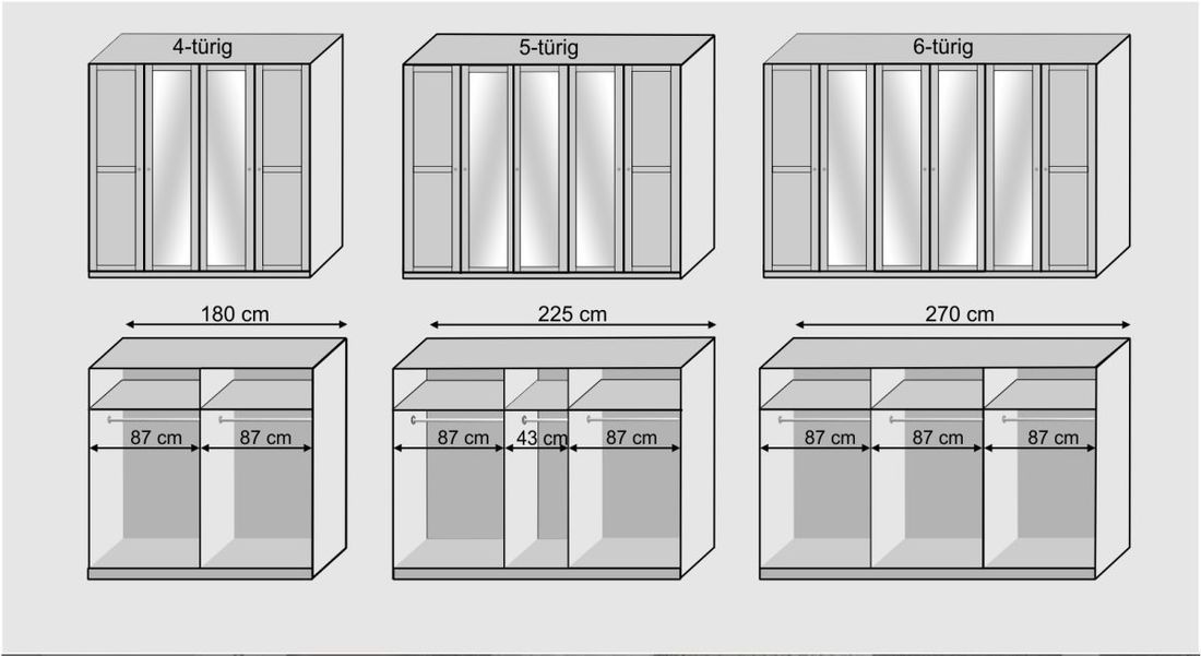 Drehtüren-Kleiderschrank Berata mit Spiegel