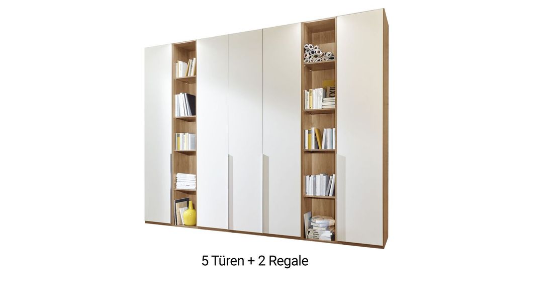 Drehtüren-Kleiderschrank Morolo Eiche Dekor mit Regal