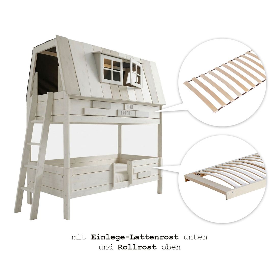 LIFETIME Abenteuer- und Etagenbett Hangout Kiefer Massivholz mit Lattenrost