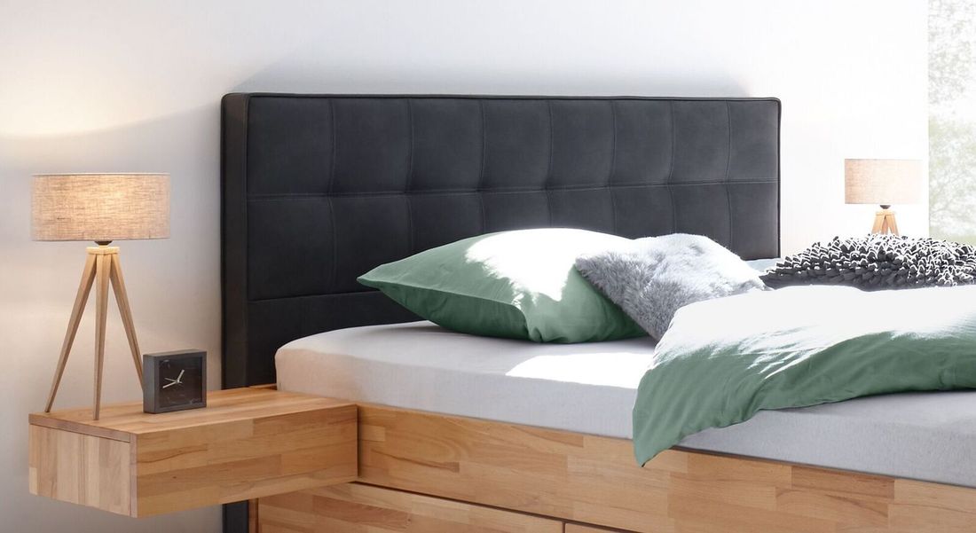 Doppelbett Mirenda Komfort Kernbuche Massivholz mit Schubkasten