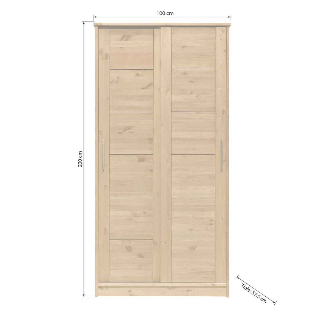 Schiebetüren-Kleiderschrank Kids Paradise Kiefer Massivholz mit Innenausstattung H 200cm