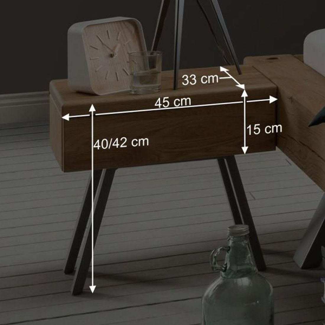 Nachttisch Rune Wildeiche Massivholz H 40cm