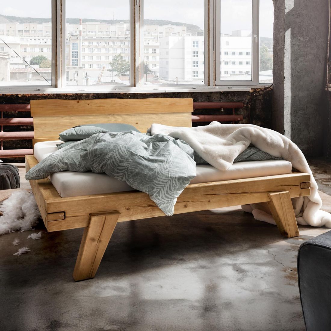 Balkenbett Tunja Komfort Fichte Massivholz