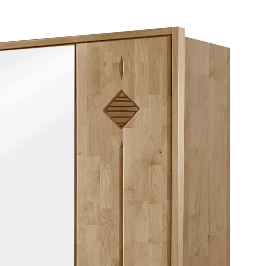 Drehtüren-Kleiderschrank Aliano Erle teilmassiv mit Spiegel H 216cm