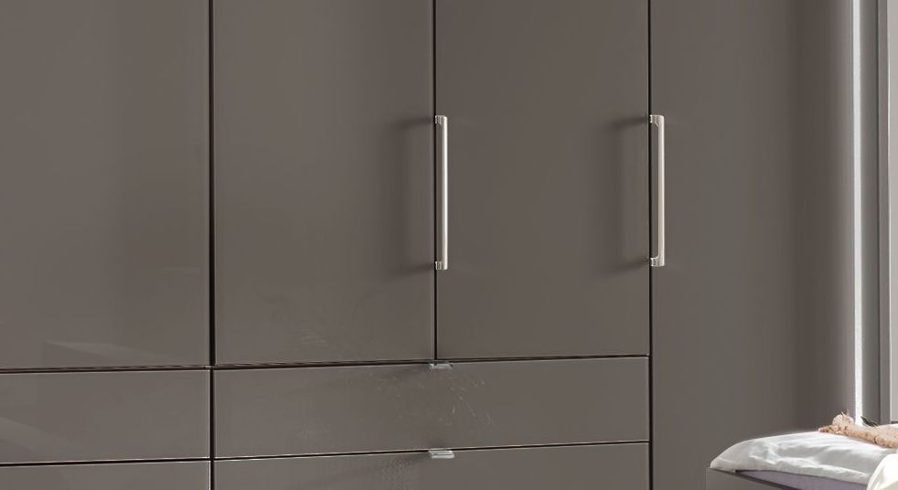 Falttüren-Kleiderschrank Harrow mit Glasfront und Schubladen