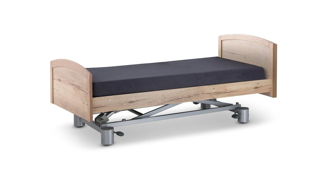 Komfortbett mit Pflegebett-Funktion Ummanz Eiche Dekor mit Lattenrost