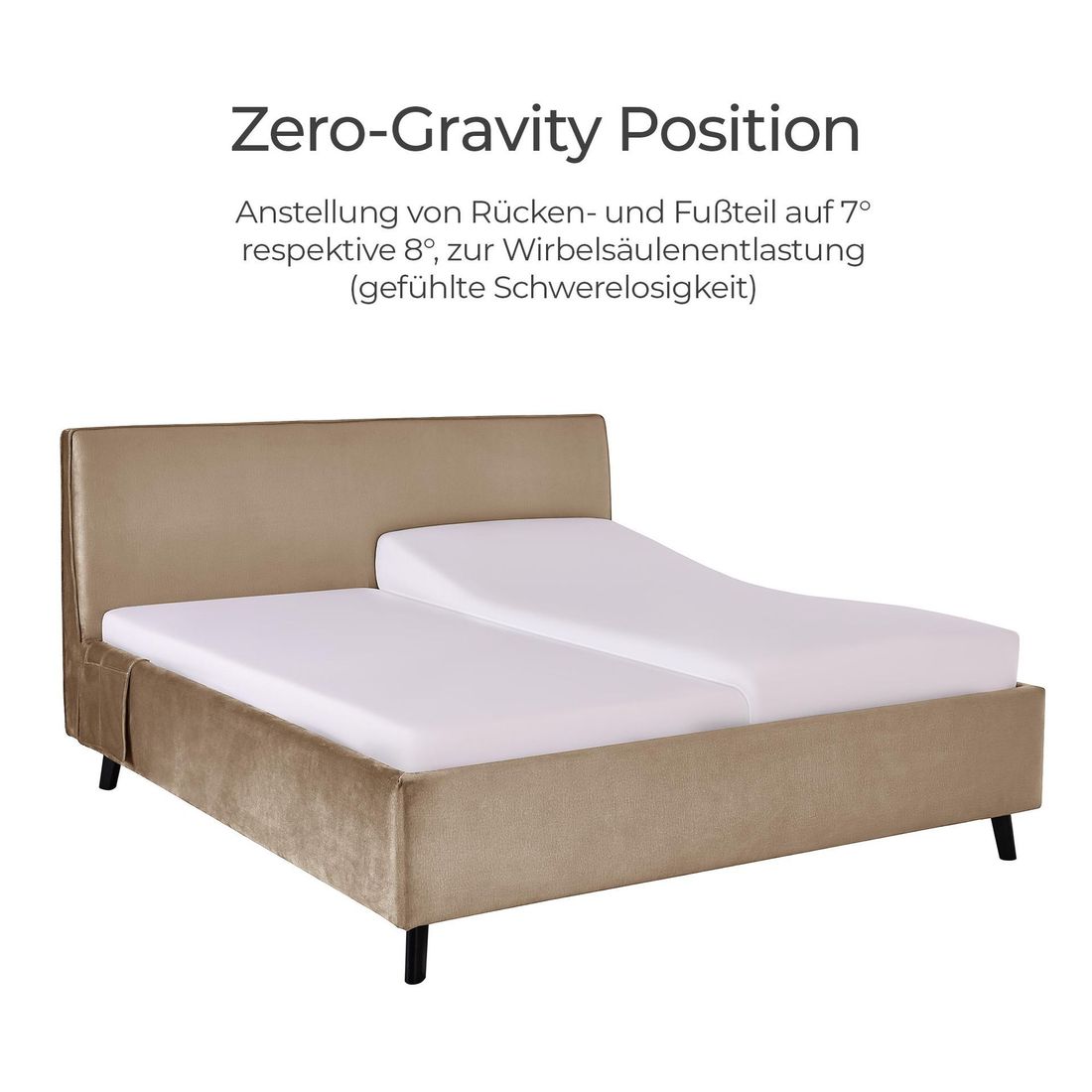 Einzelbett Thea Komfort Velours mit Pflegebett-Funktion und Lattenrost