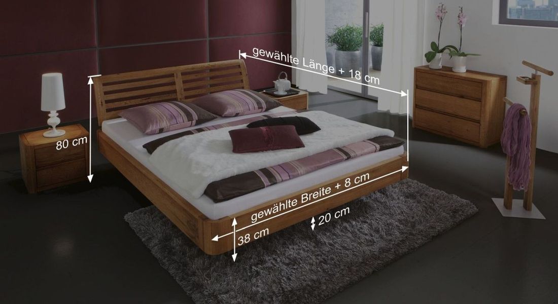 Bett Salerno Eiche Massivholz