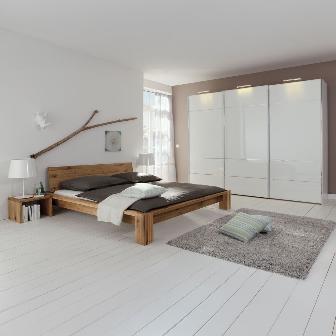 Bett Perugia Komfort Wildeiche Massivholz