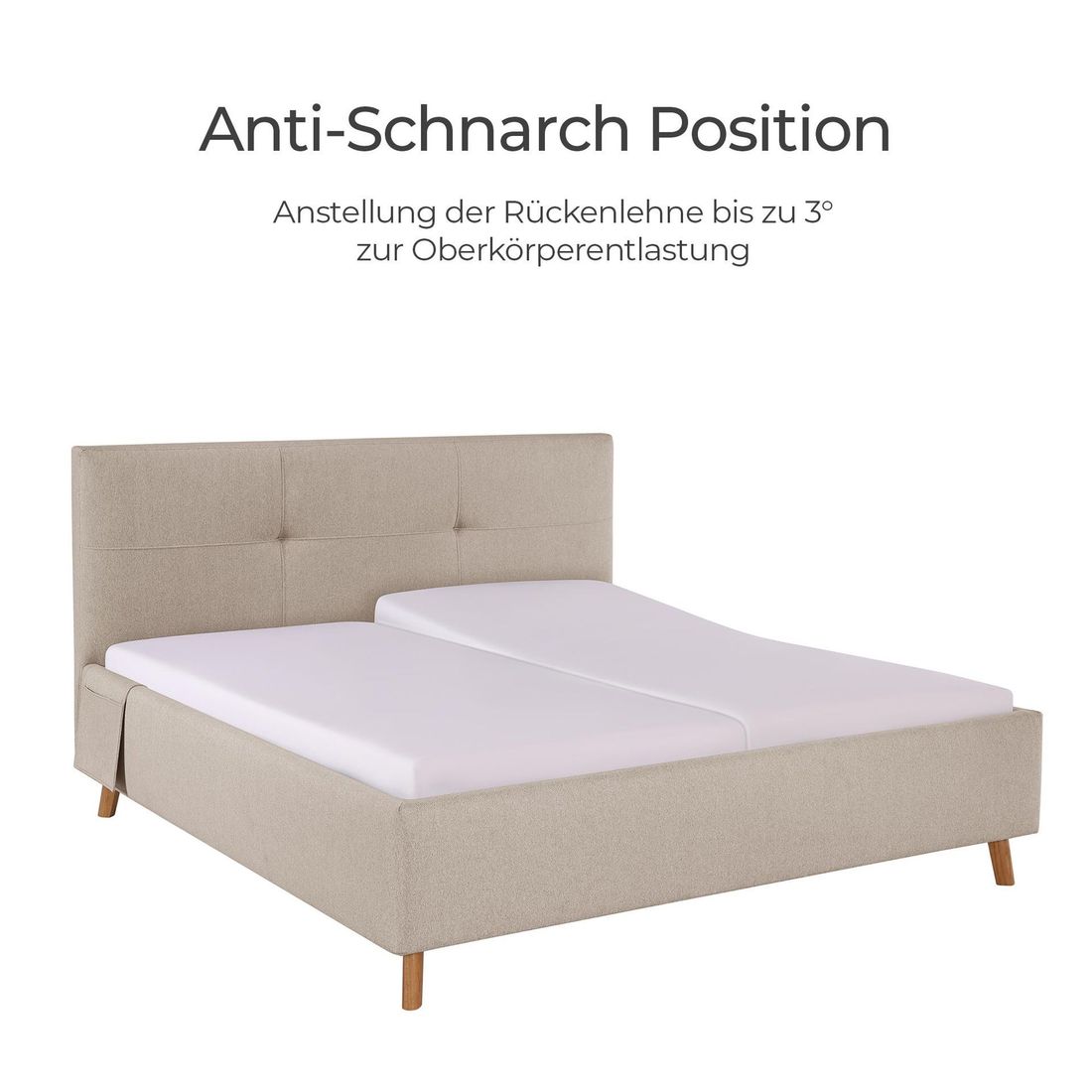 Einzelbett Henriette Komfort Webstoff mit Pflegebett-Funktion und Lattenrost