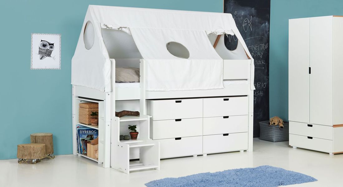 Mini-Hochbett Kids Town Tipi Buche teilmassiv mit Lattenrost