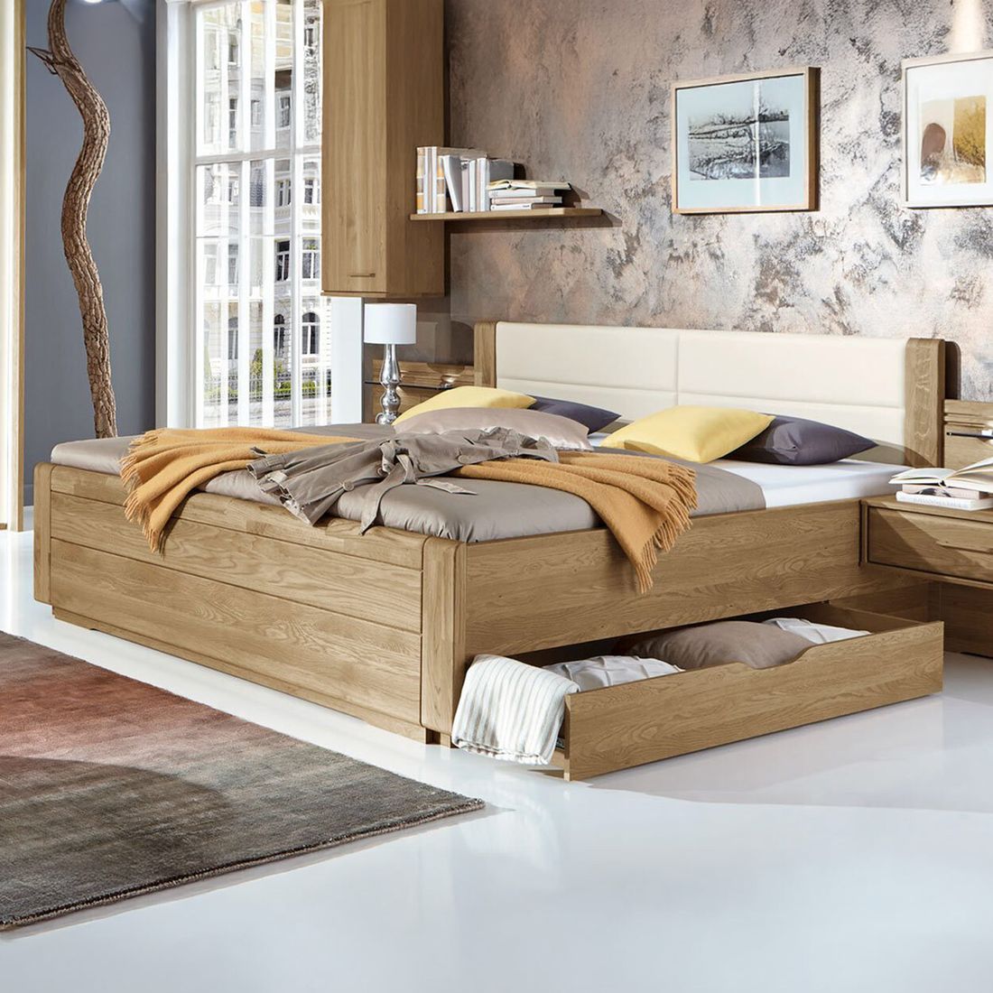 Doppelbett Toride Komfort Eiche teilmassiv mit Schubkasten