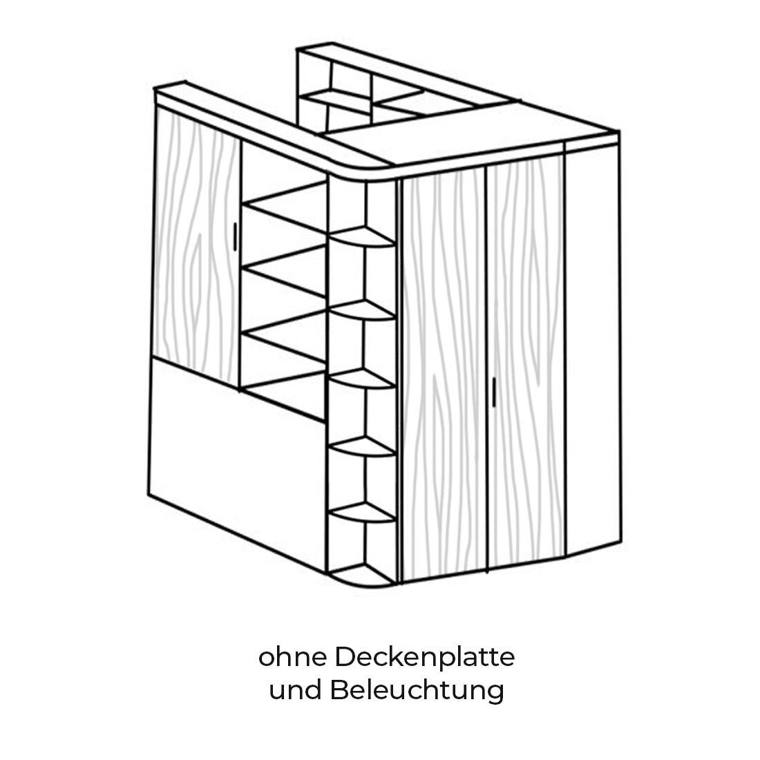 Eck-Kleiderschrank Solero begehbar mit Innenausstattung 124x201cm