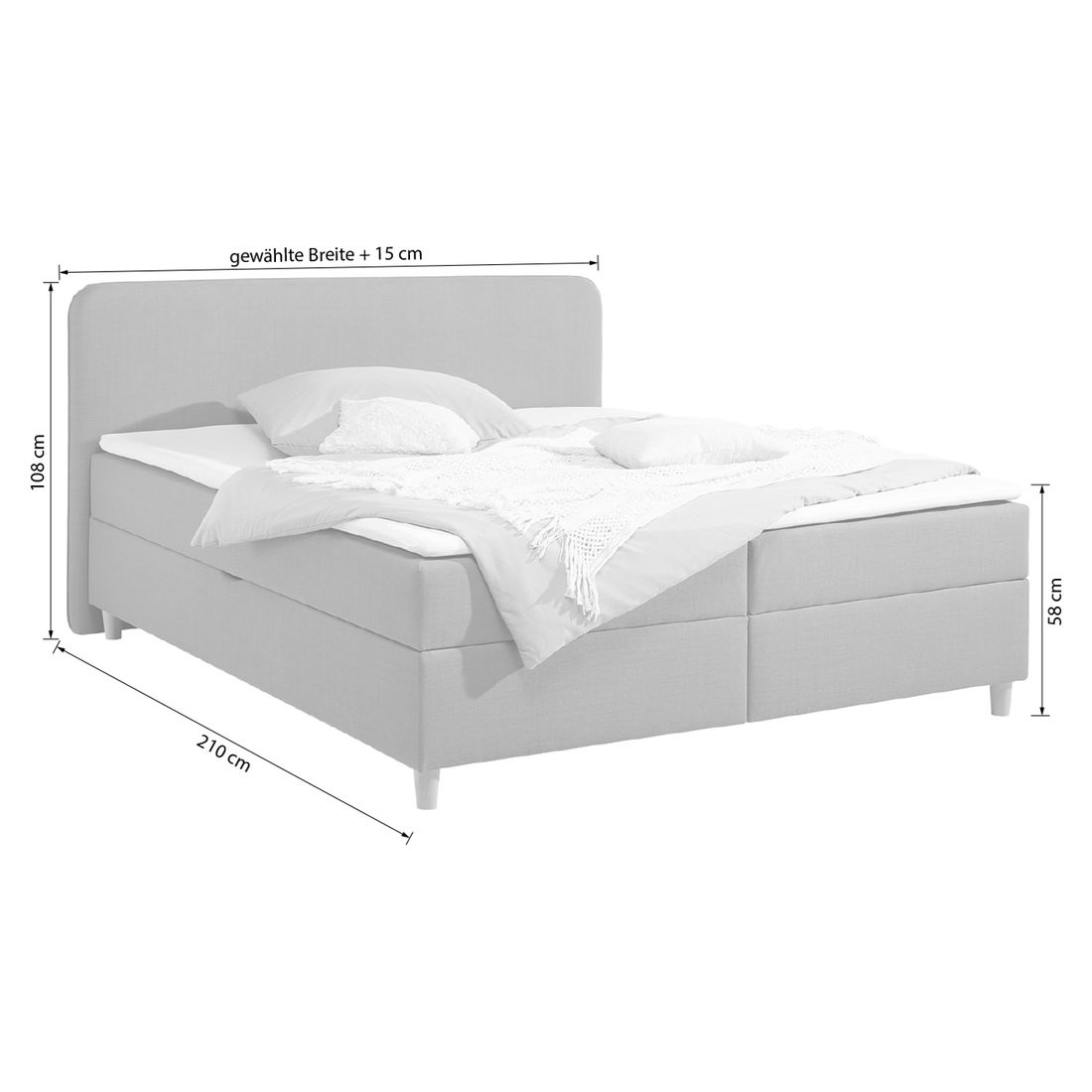 HOMELIV. Boxbett Kannur Webstoff mit Bettkasten
