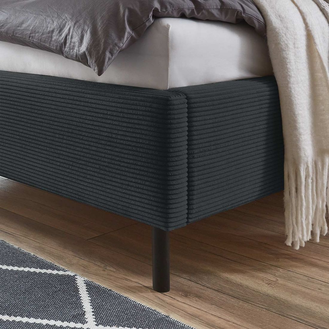 HOMELIV. Polsterbett Calypso Komfort Cord mit Bettkasten und Lattenrost