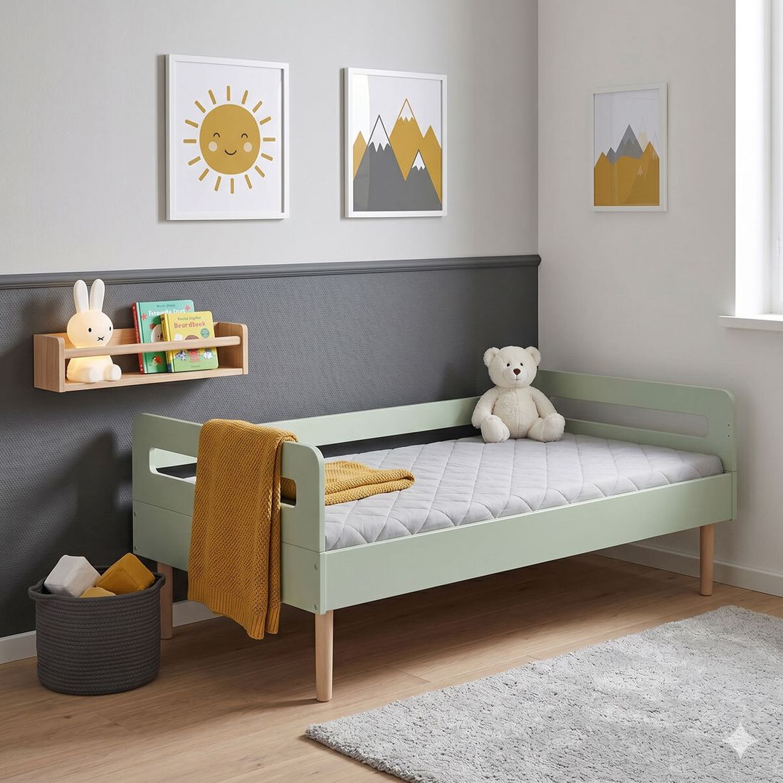 Kojenbett Kids Town Retro Buche teilmassiv mit Lattenrost