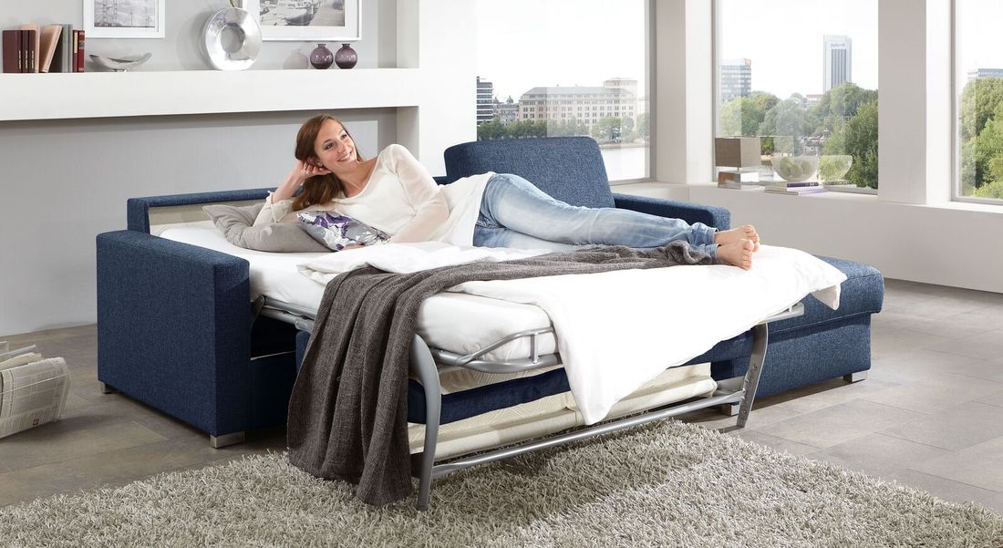 Ecksofa Lelio mit Schlaffunktion Ottomane rechts