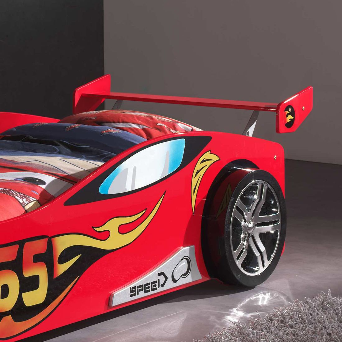 Autobett Tuning rot mit Lattenrost 90x200cm