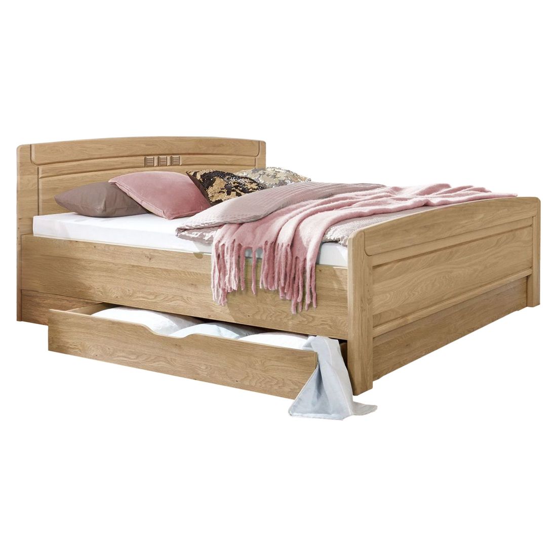 Bett Bloomfield Komfort Eiche teilmassiv mit Schubkasten