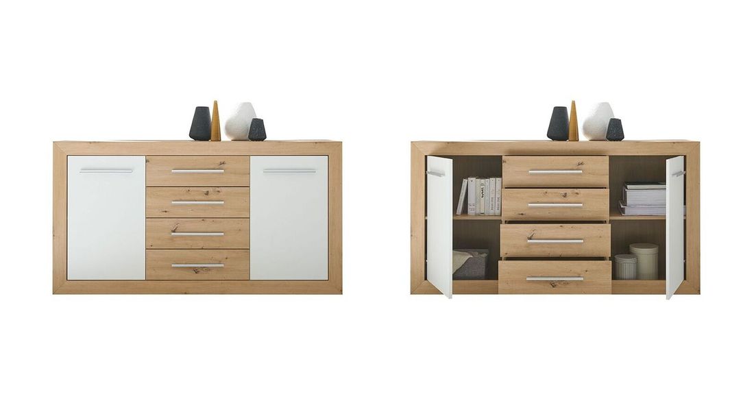 Sideboard Ermua Eiche Dekor mit Schubladen