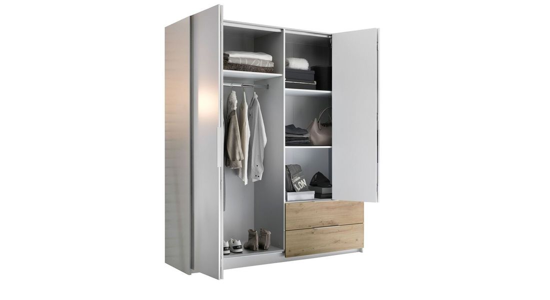 Falttüren-Kleiderschrank Riona mit Schubladen 182x210cm