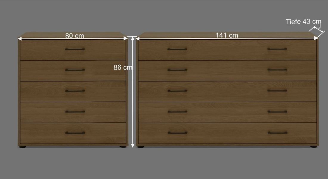 Musterring Sideboard Sorrent Eiche teilmassiv mit Schubladen