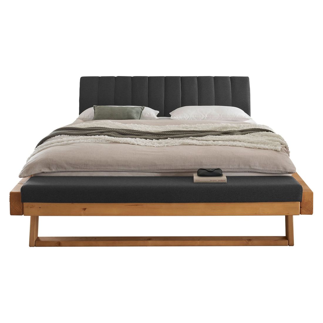 Balkenbett Sakina Komfort Fichte Massivholz mit Bettbank 180x200cm