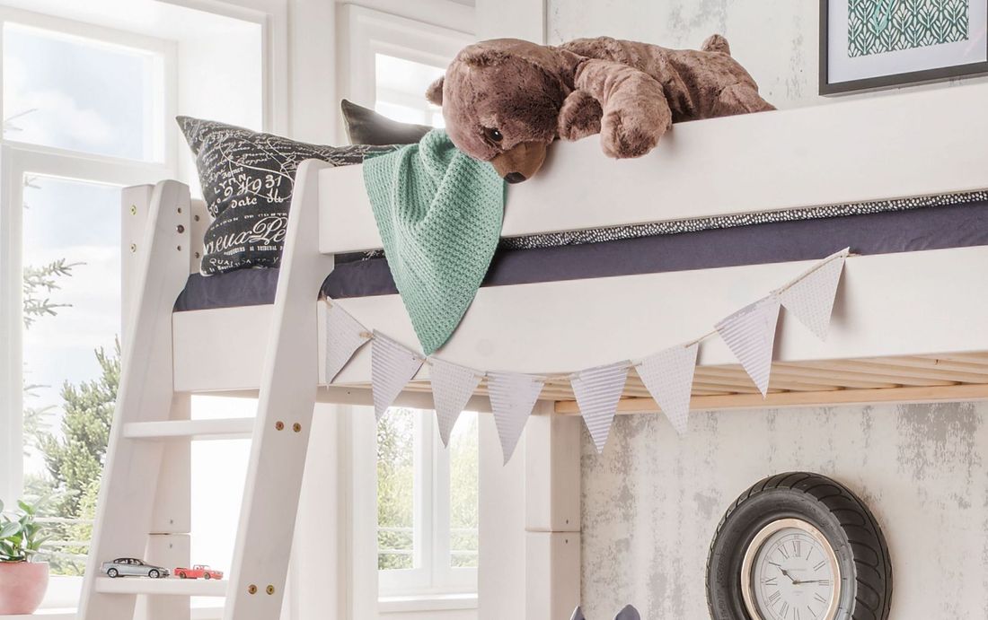 Maxi-Hochbett Kids Dreams Kiefer Massivholz mit Lattenrost